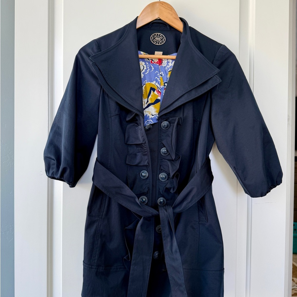 Anthropologie Idra Elegant Navy Women's Coat - size 4P